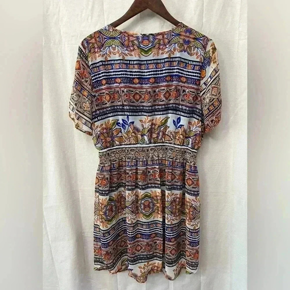 Enfocus Studio Dress Sz.14 gathered waist, bright, button sleeve, casual, office - Picture 7 of 7